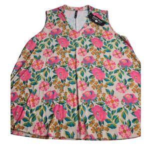 2881‎ NWT Crazy Train Floral Sleeveless Blouse 3XL